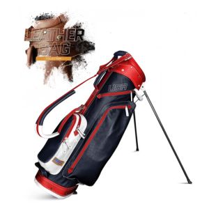 Sun Mountain Leather Stand Bag - Navy/White/Red