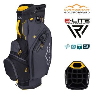 Sun Mountain 2025 H2NO E-Lite 14-Way Cart Bag - Black/Steel/Gold