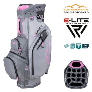 Sun Mountain 2025 H2NO E-Lite 14-Way Cart Bag - Nickel/Cadet/Pink