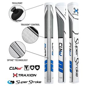 Super Stroke Traxion Claw 1.0 Putter Grip - White/Blue/Grey