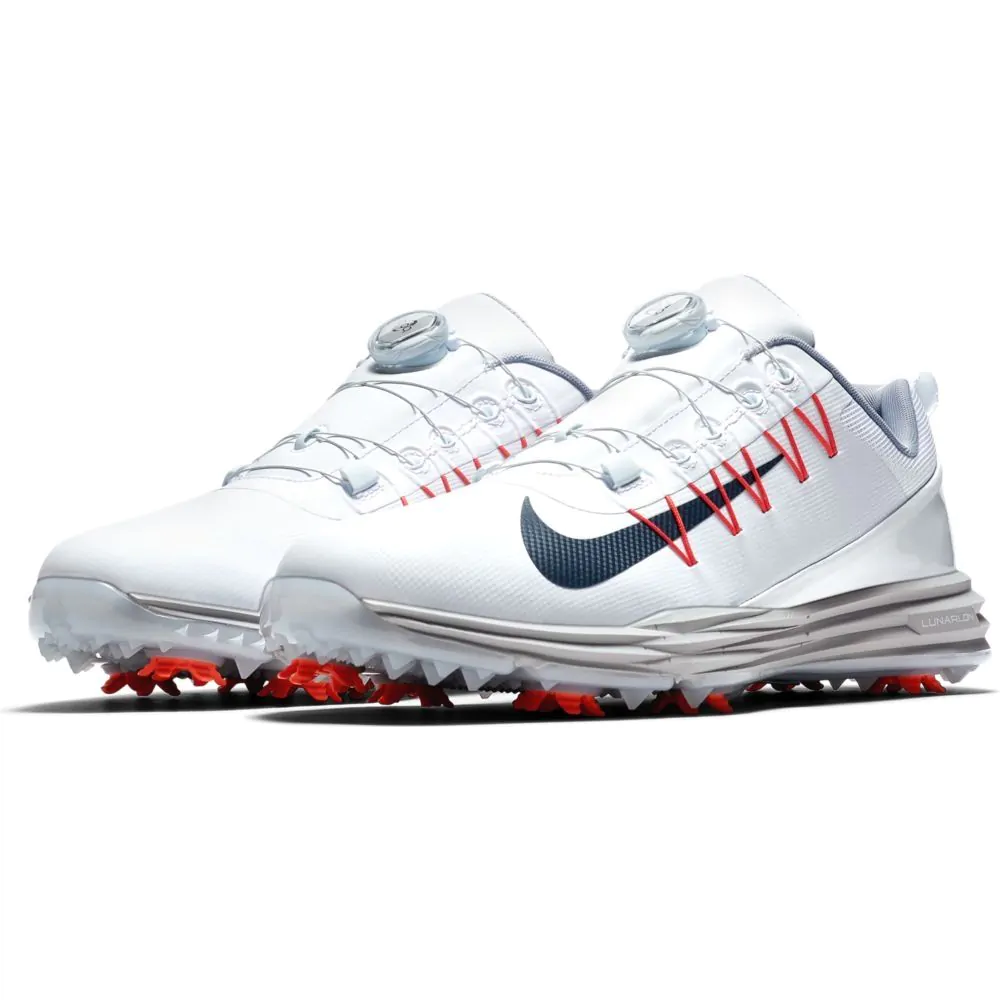 Nike Lunar Command 2 BOA Golf Shoes White Thunder Blue Wolf Grey Rush Coral