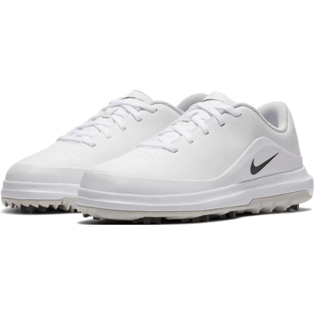 Nike Precision Jr. Golf Shoes White Black Metallic Silver