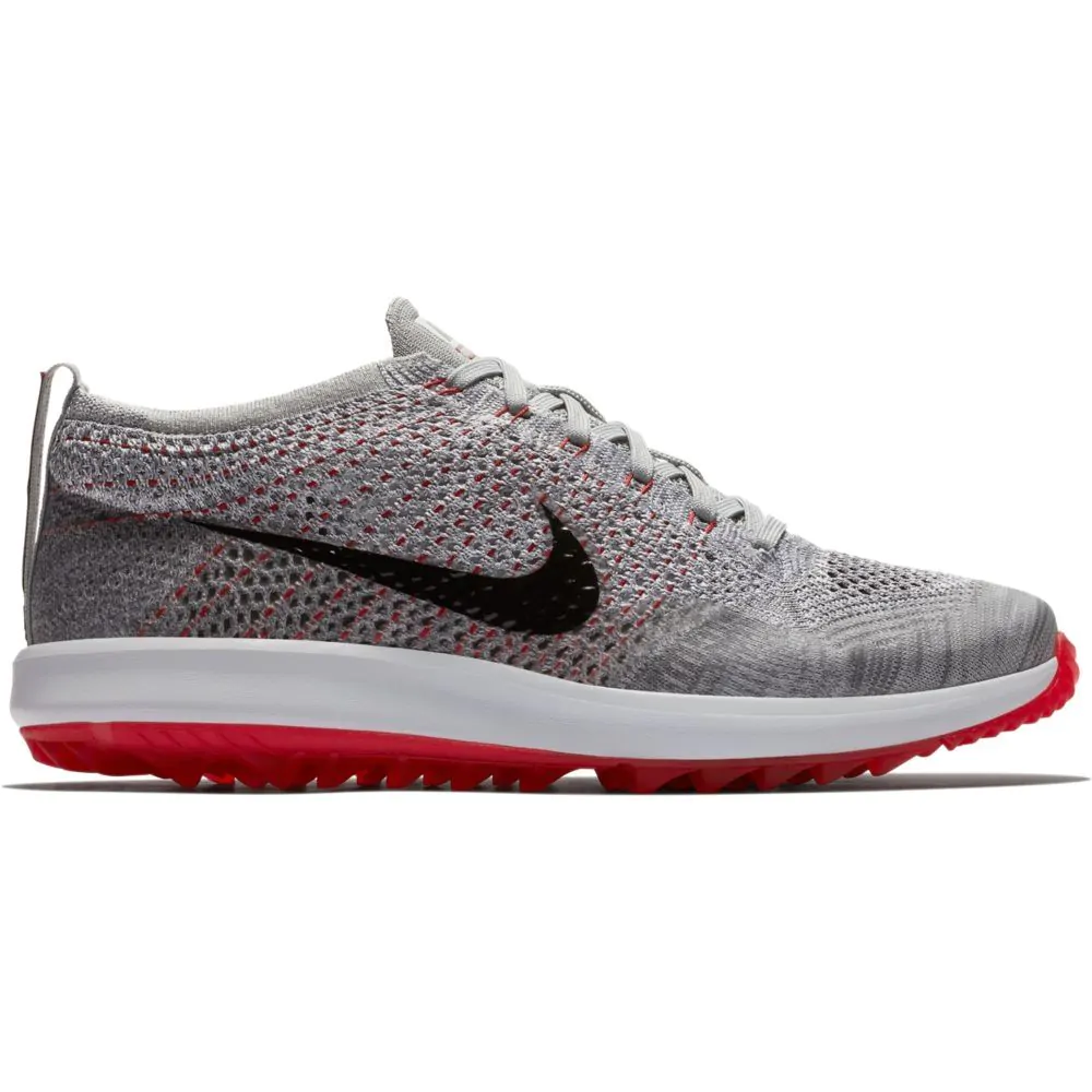 Nike Flyknit Racer G Golf Shoes Wolf Grey Black Pure Platinum White