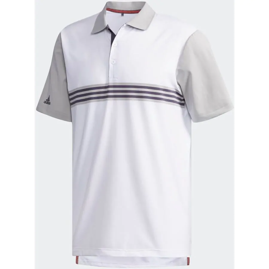 adidas Ultimate 365 3 Stripe Polo White Grey