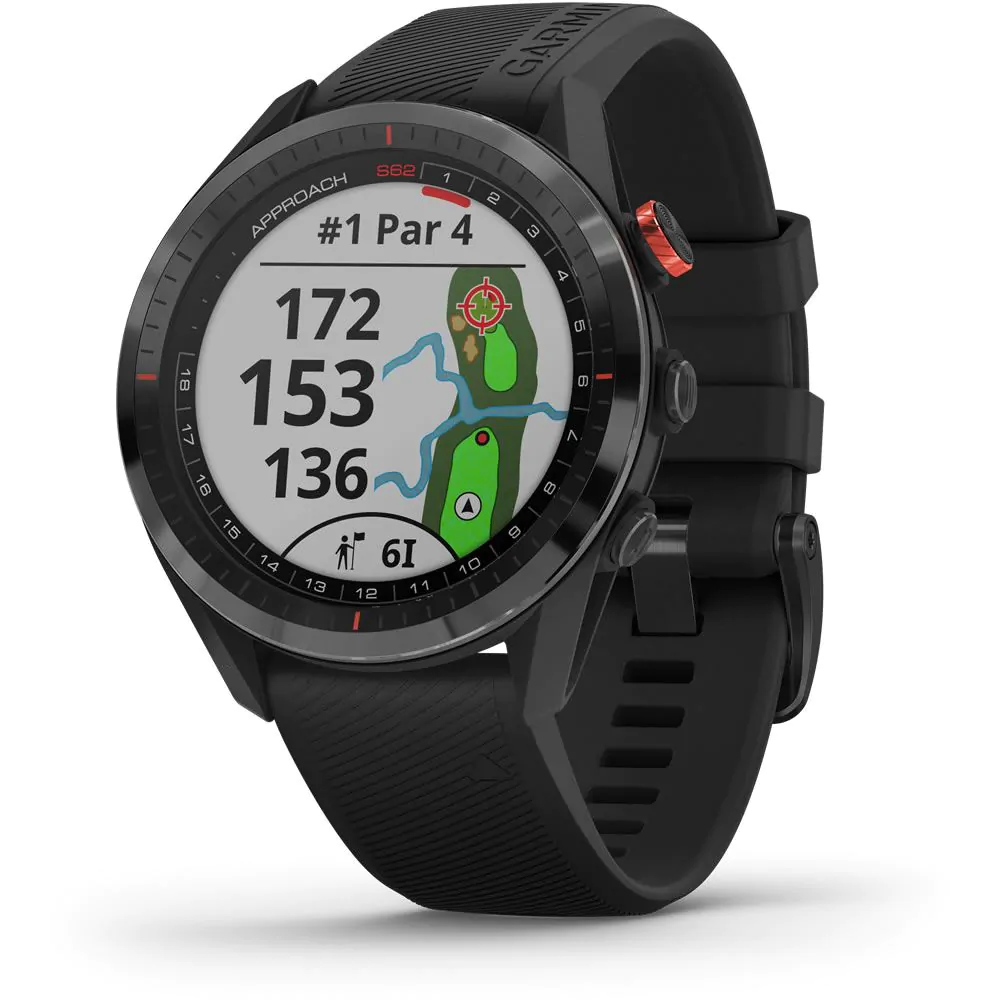 Garmin Approach S62 GPS Golf Watch Black Ceramic Bezel Black Band