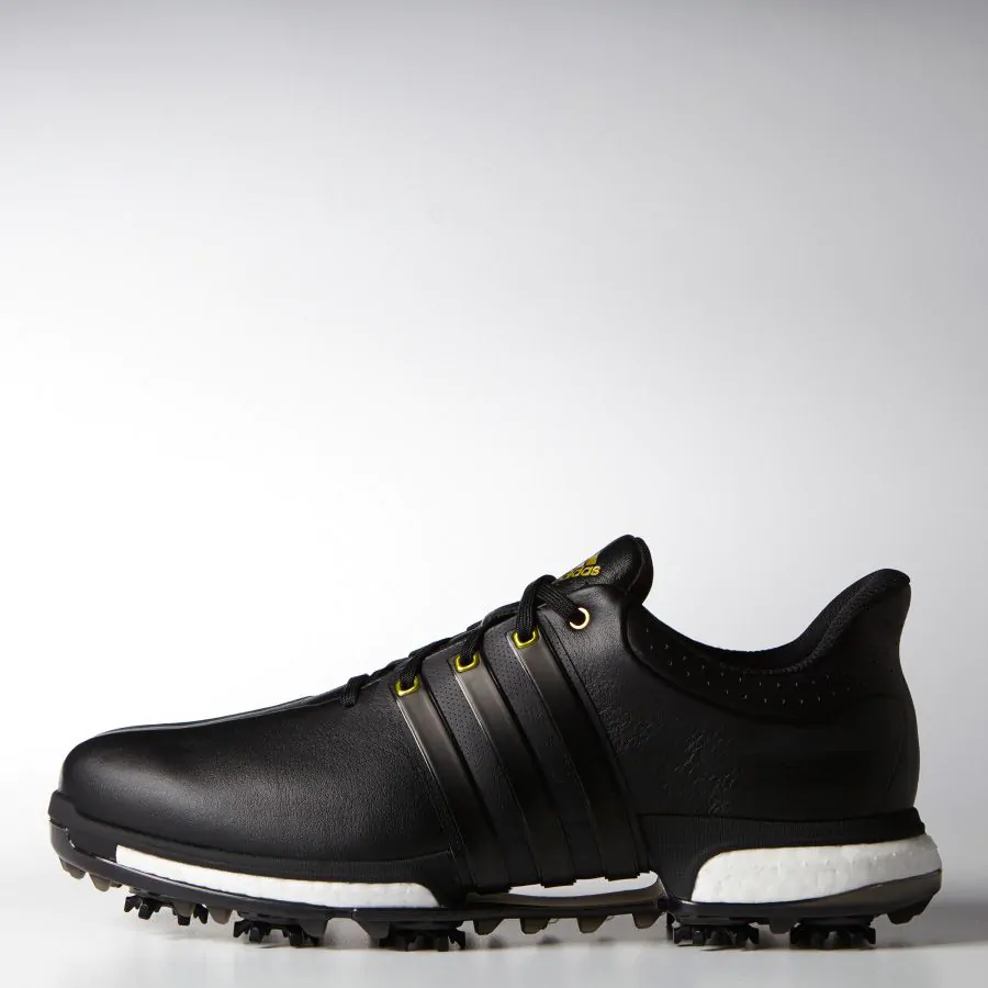 Adidas Tour360 Boost Golf Shoes Core Black Core Black Gold Metallic Aslan Golf