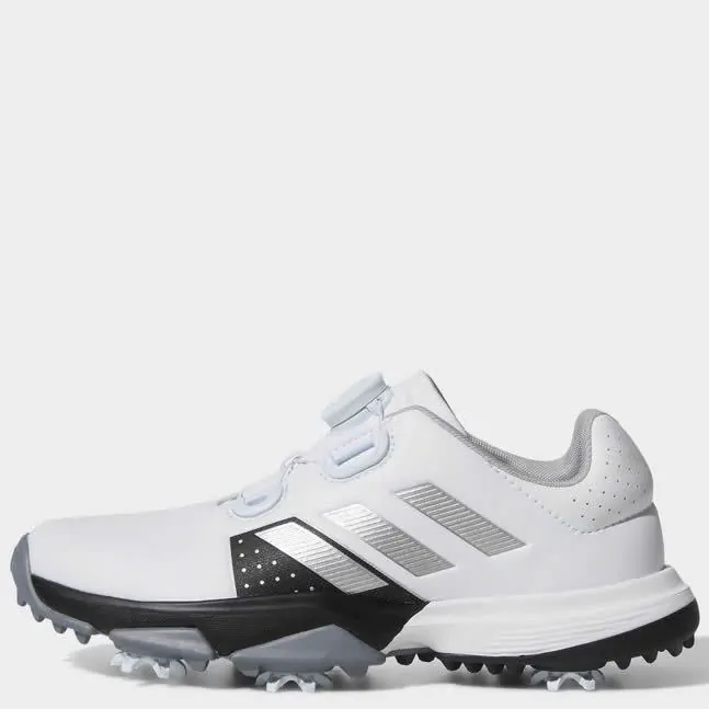 adidas Junior adipower Boa Golf Shoes White Silver Metallic Core Black
