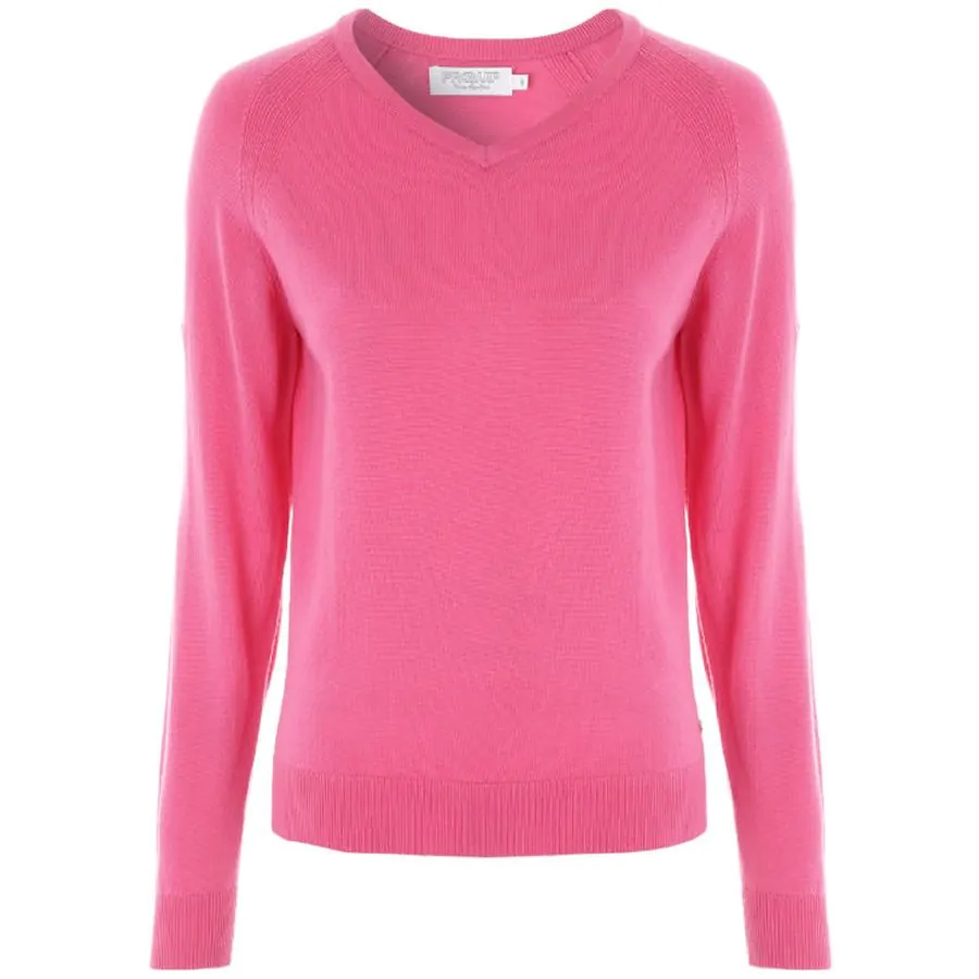 ProQuip AMY Ladies Merino V Neck Sweater Rose Aslan Golf