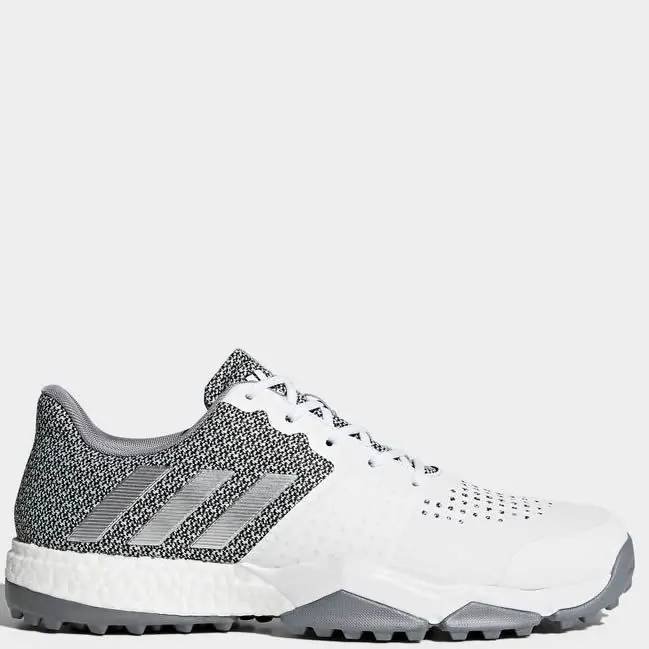 adidas adipower S Boost III Golf Shoes White Silver Metallic Light Onyx