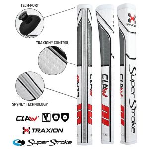 Super Stroke Traxion Claw 1.0 Putter Grip - White/Red/Grey
